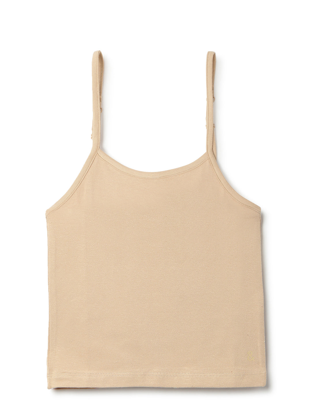 Girls Beige Lycra Regular Fit Spaghetti Sleeve Solid Camisole