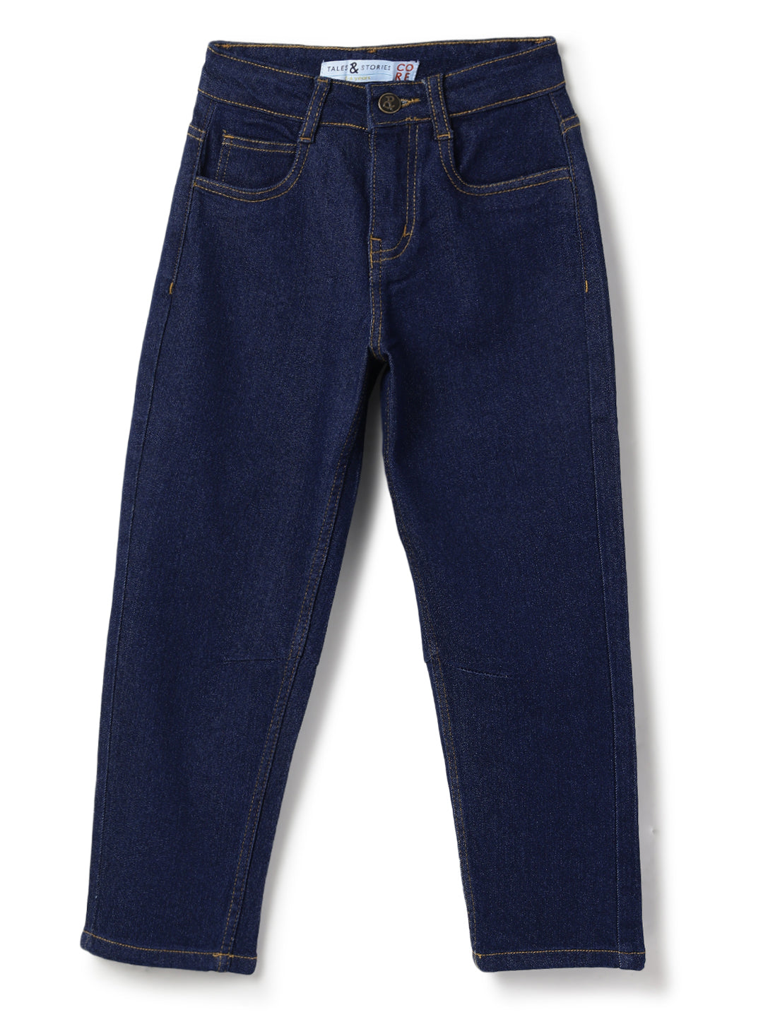 Boys Cotton Printed  Grey T-Shirt With Blue Denim Washed Barrel Fit Jeans