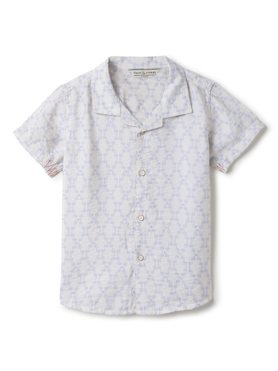 Boys White Printed Casual Shirt