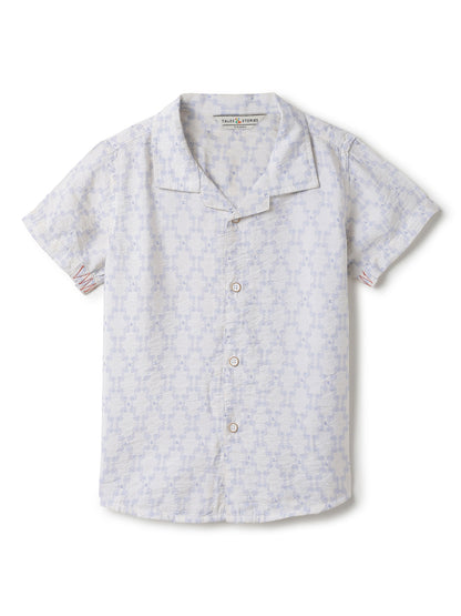 Boys White Printed Casual Shirt