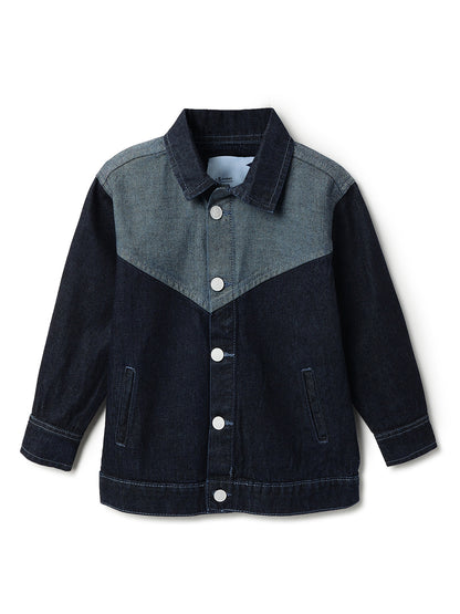 Boys Blue Denim Cotton Washed Full Sleeve Jacket