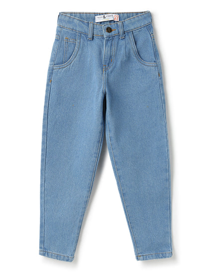 Girls Light Blue Washed Slouchy Denim Jeans