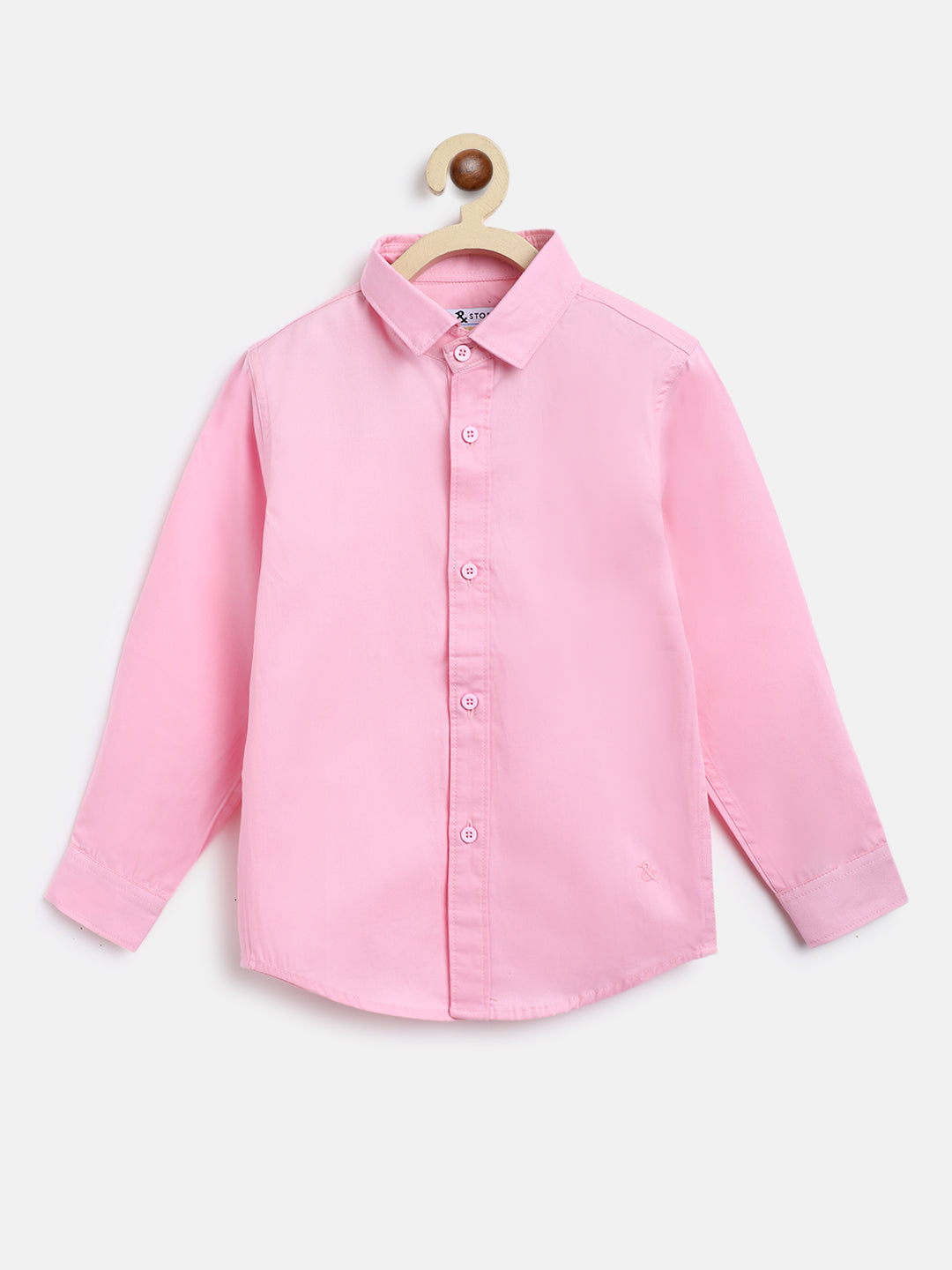 Boys Cotton Pink Shirt With Blue Denim Washed Baggy Fit Jeans
