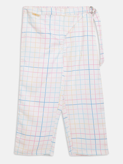 Girls White Cotton Poly Pant