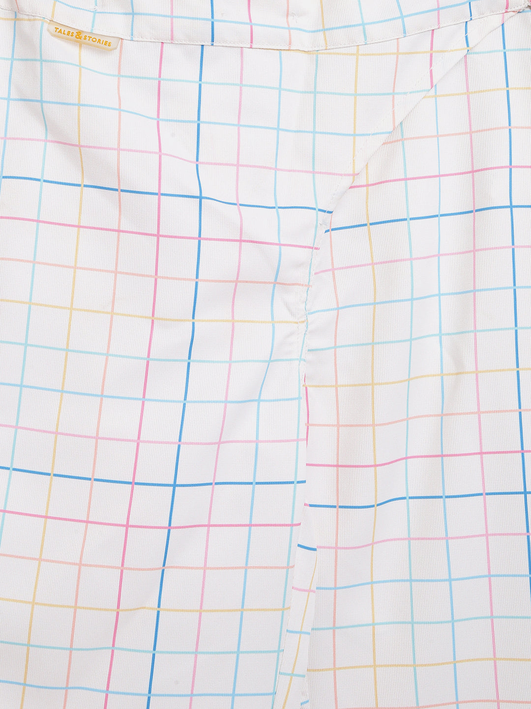 Girls White Cotton Poly Pant