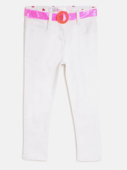 Girls White Slim Fit Jeans