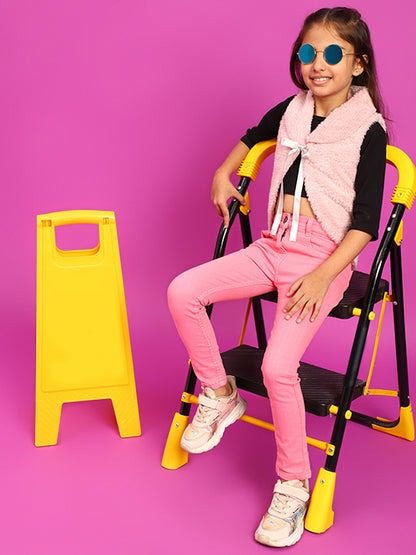 GIRLS SLIM FIT NEON PINK TROUSER