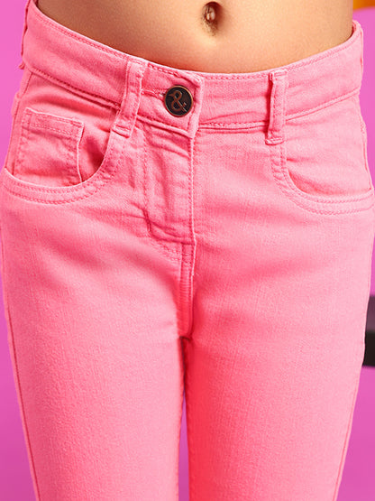 GIRLS SLIM FIT NEON PINK TROUSER