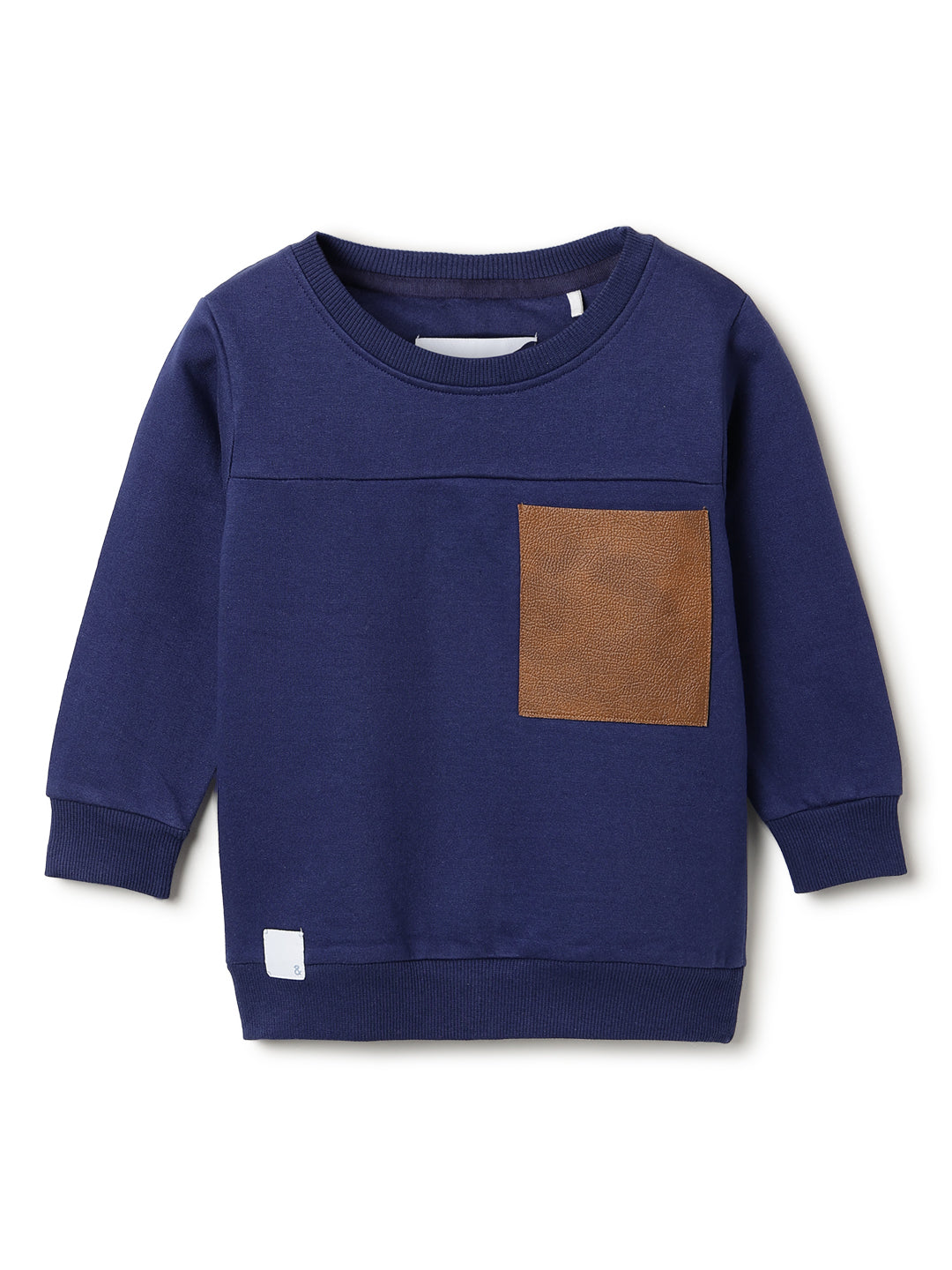 Boys Navy Blue Cotton Printed Sweatshirt
