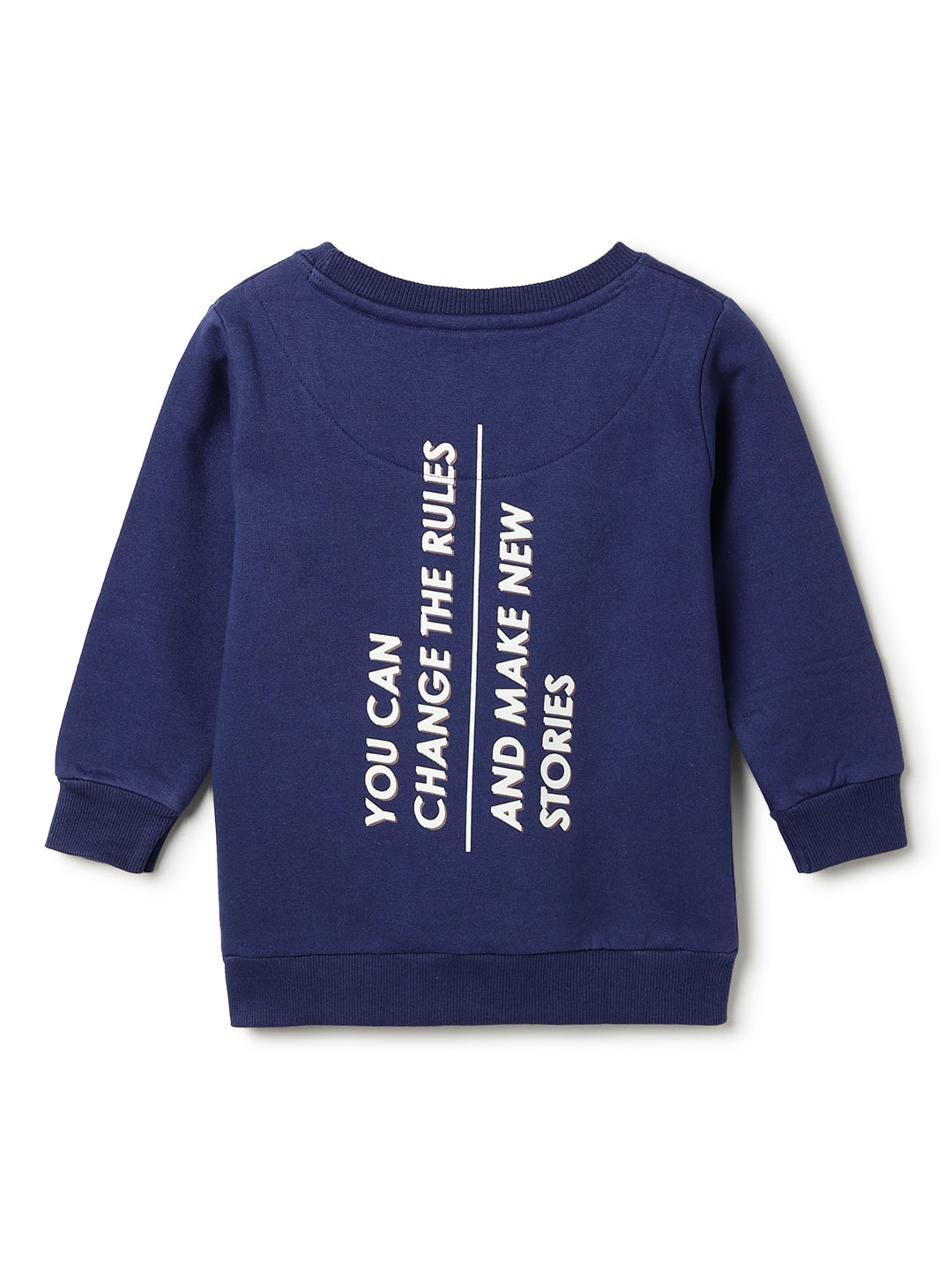 Boys Navy Blue Cotton Printed Sweatshirt