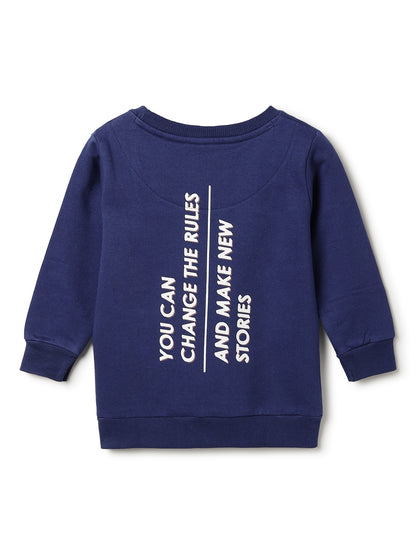 Boys Navy Blue Cotton Printed Sweatshirt