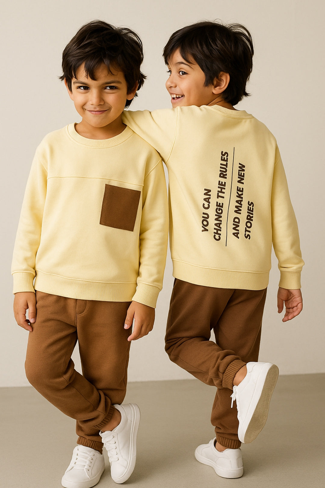 Boys Off White Cotton Printed Sweatshirt