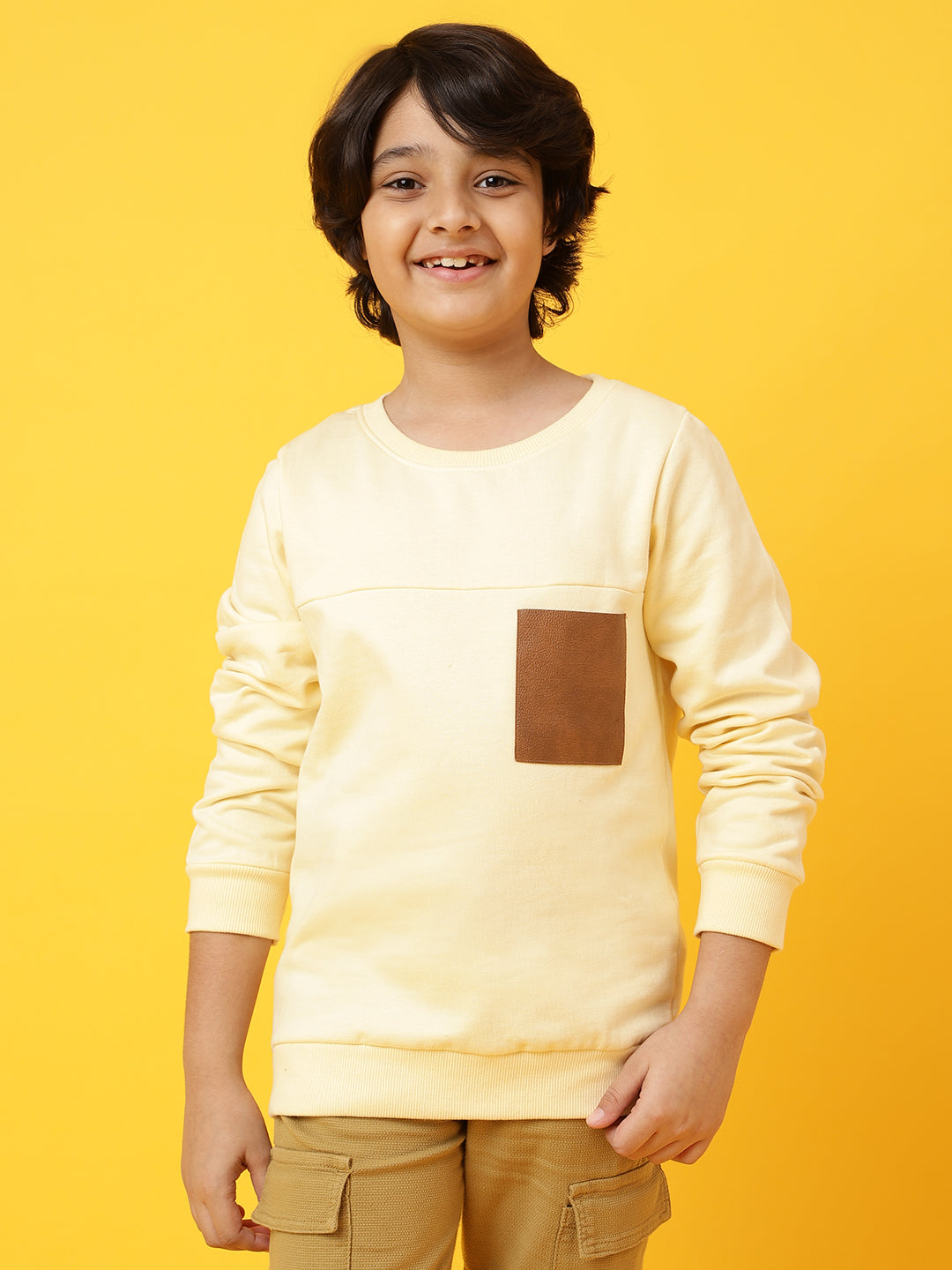 Boys Off White Cotton Printed Sweatshirt