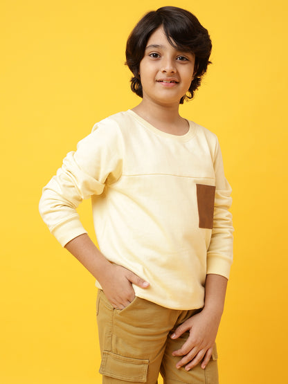 Boys Off White Cotton Printed Sweatshirt