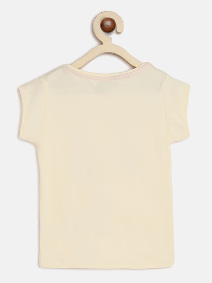 Girls Round Neck White T-Shirt