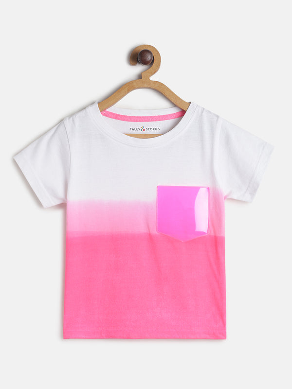 Pink Girls Cotton Printed T-shirt