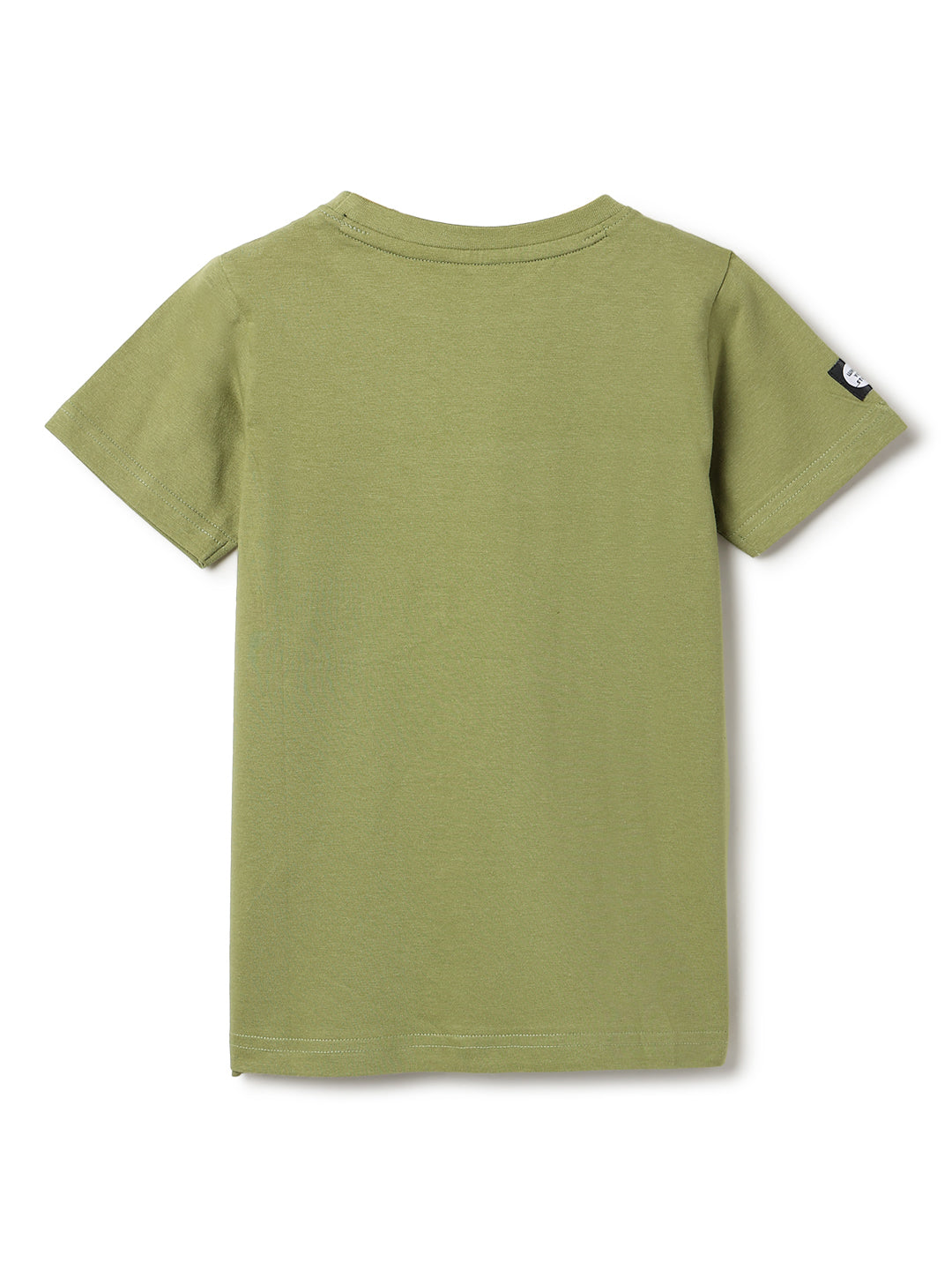 Boys Green Regular Fit Round Neck Cotton T-shirt