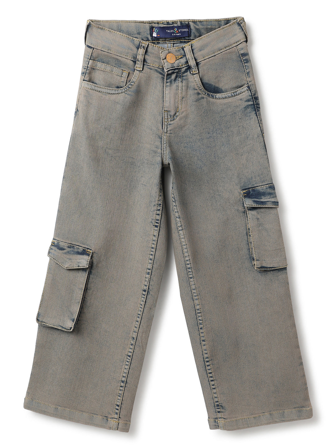 Boys Khaki Tint Denim Dad Fit Jeans