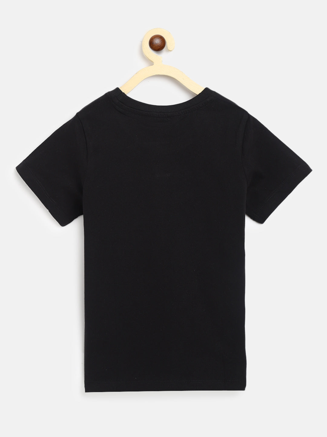 Boys Cotton Black T-Shirt With Light Blue Denim Washed Straight Fit Jeans