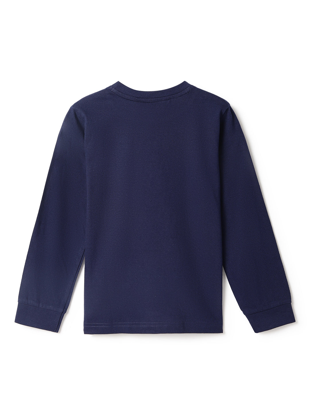 Boys Navy Blue Cotton Solid T-Shirt