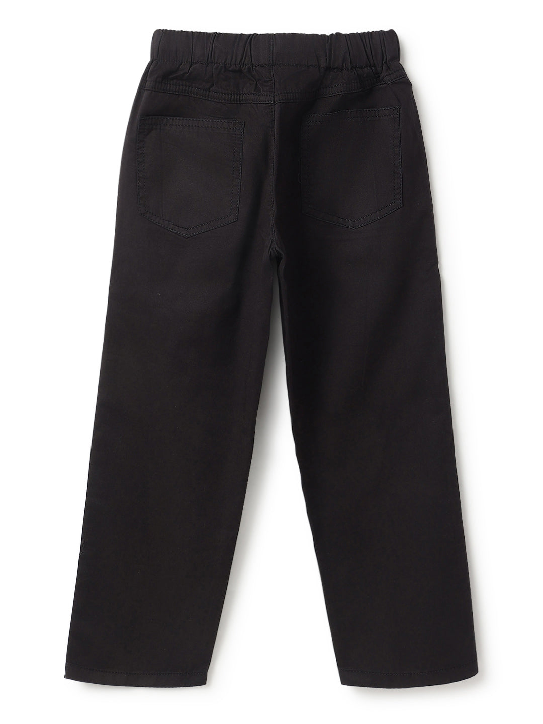 Boys & Girls Cotton Black Solid Trouser