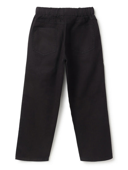 Boys & Girls Cotton Black Solid Trouser