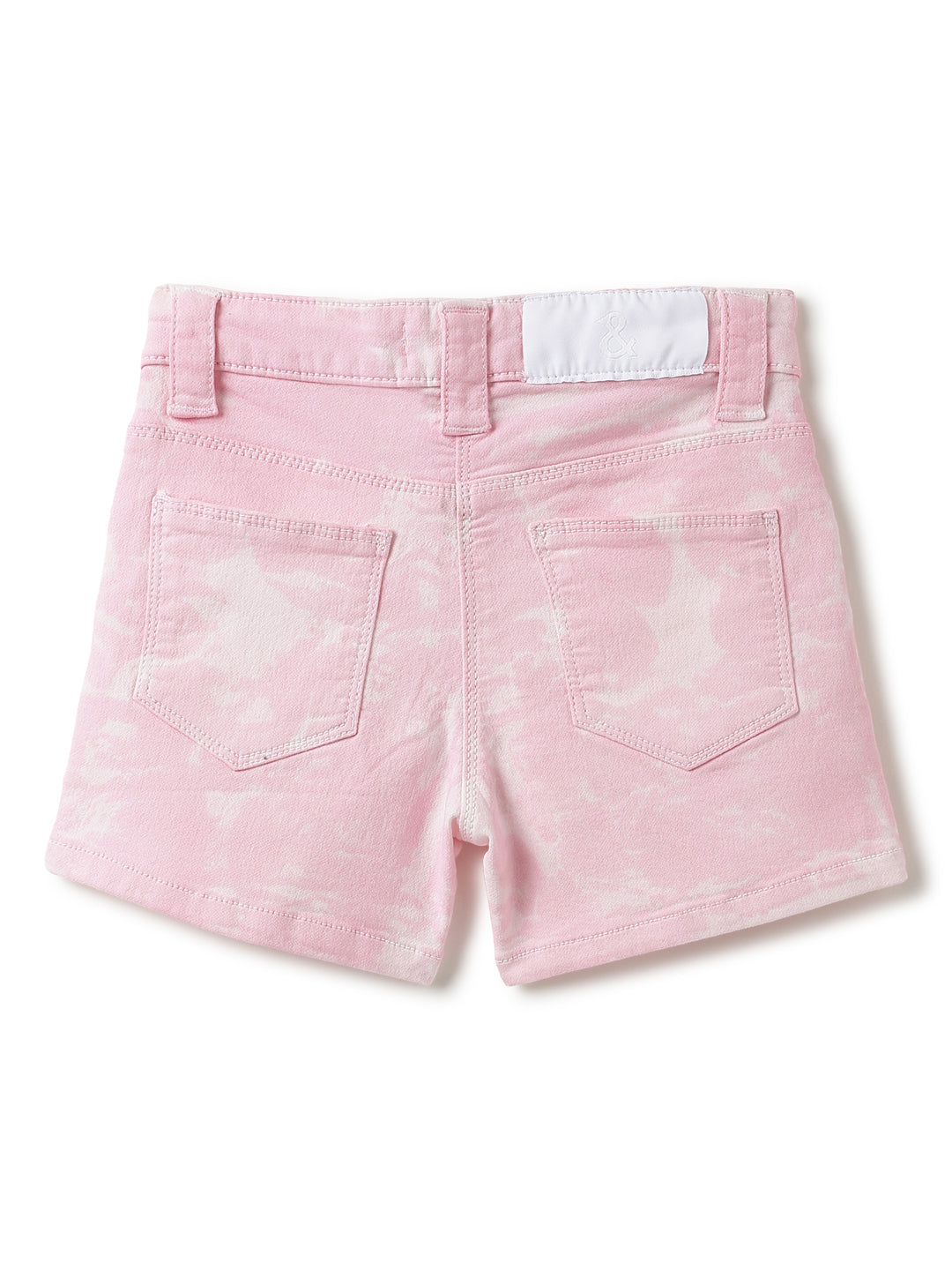 Girls Pink Tie & Dye Cotton Casual Shorts