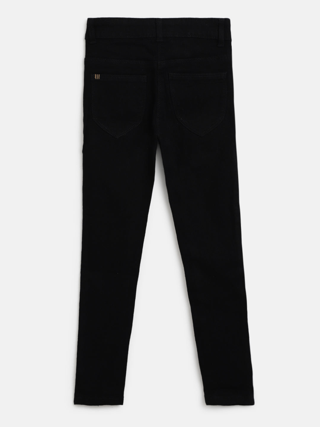 Girls Black Slim Fit Cotton Jeans