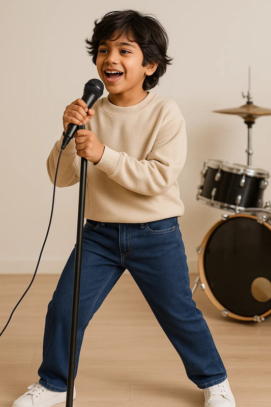 Boys Dark Blue Whiskered Denim Jeans