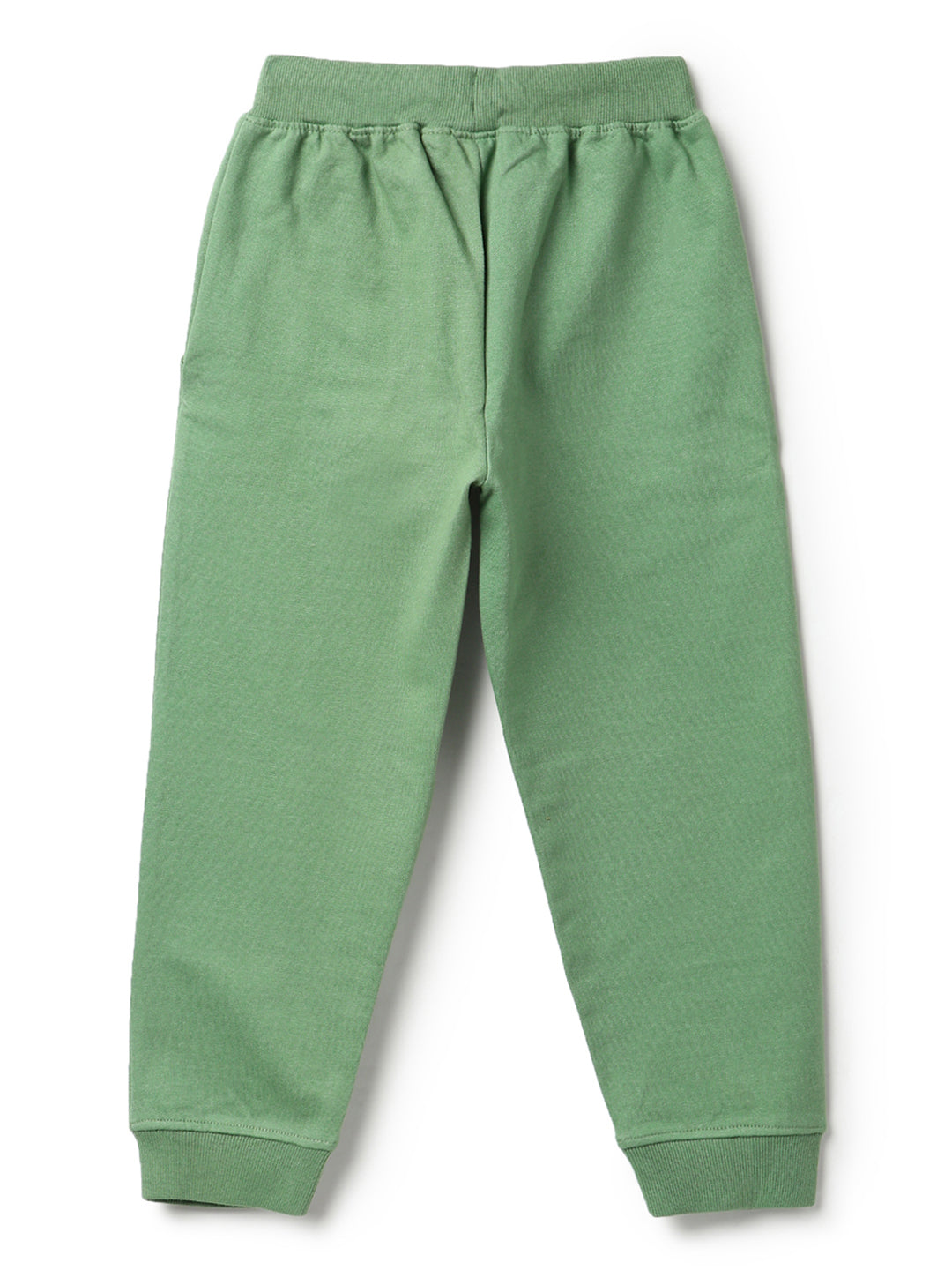 Boys Olive Solid Cotton Joggers