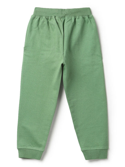Boys Olive Solid Cotton Joggers