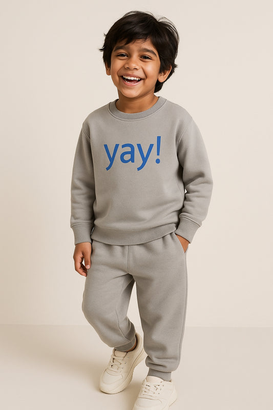 Boys Cotton Poly Grey Printed Sweatshirt