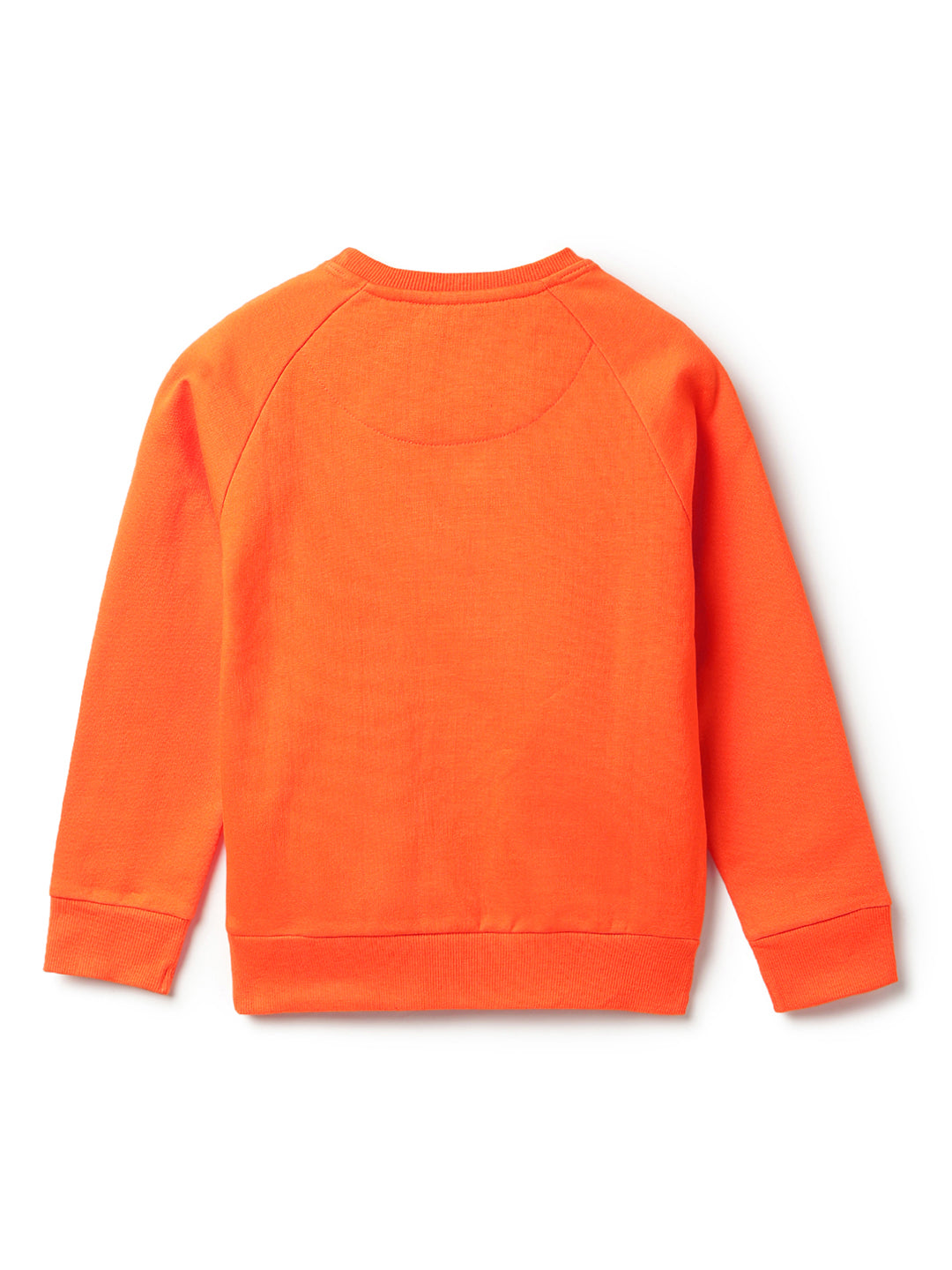Girls Orange Cotton Printed Oversized Sweatshirt