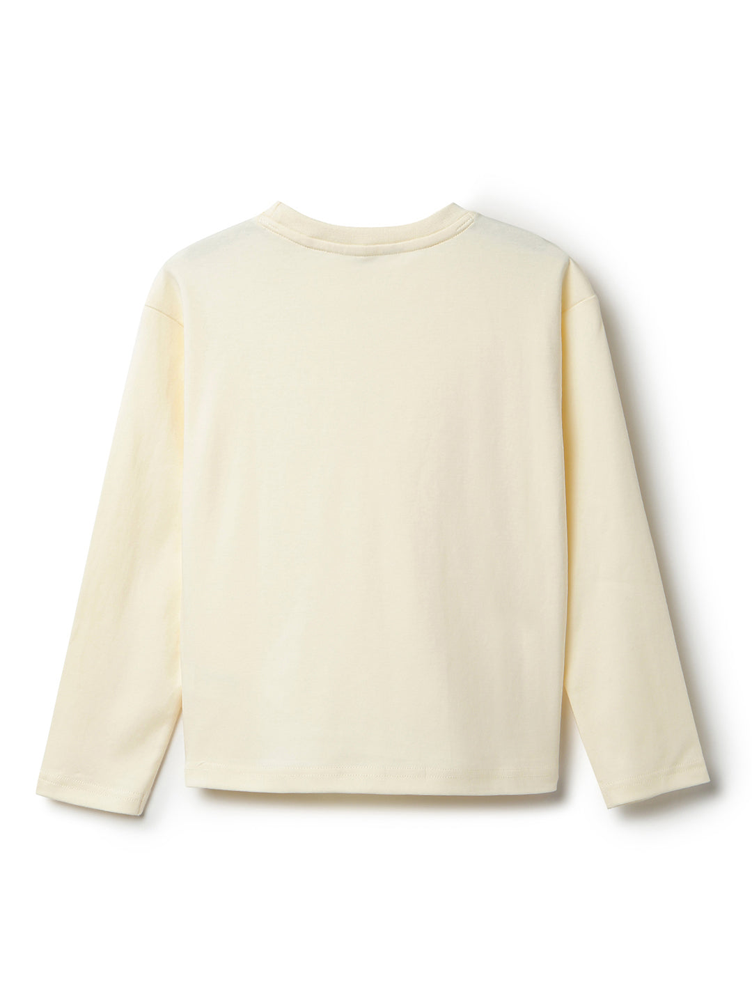 Boys Off White Cotton Printed Full Sleeve T-Shirt