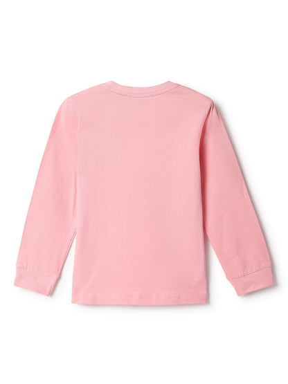 Boys Pink Cotton Solid T-Shirt