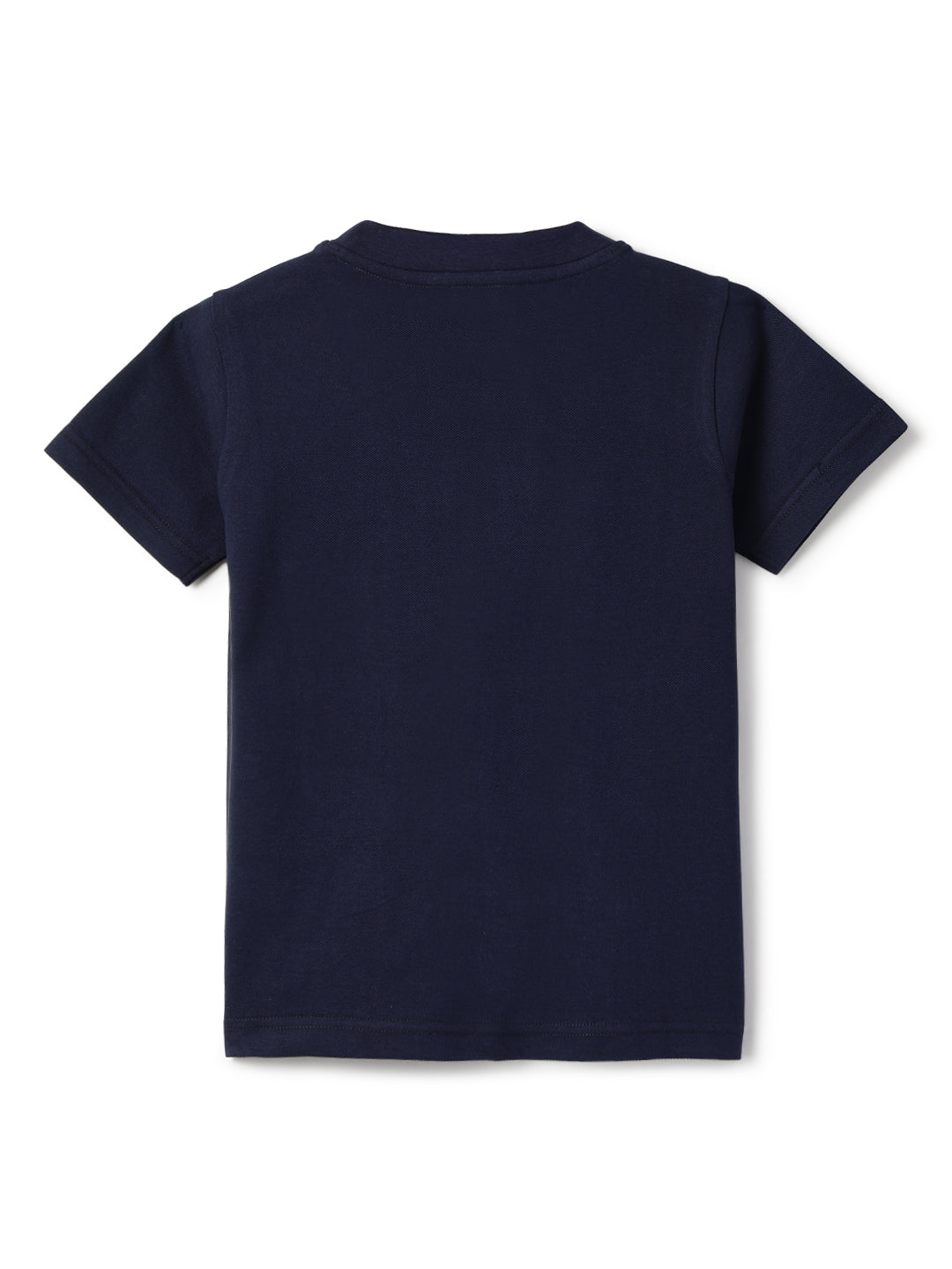 Boys Cotton Navy Blue Printed T-Shirt