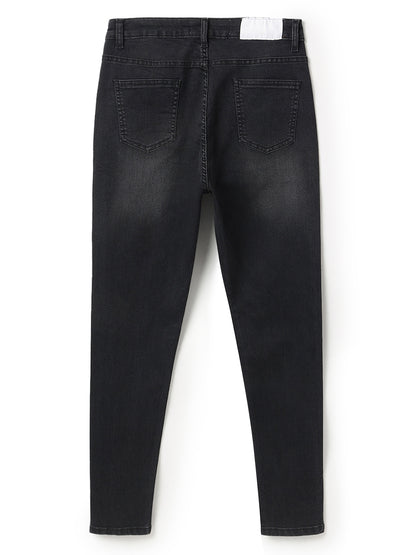 Women Denim Lycra Black Washed Jeans