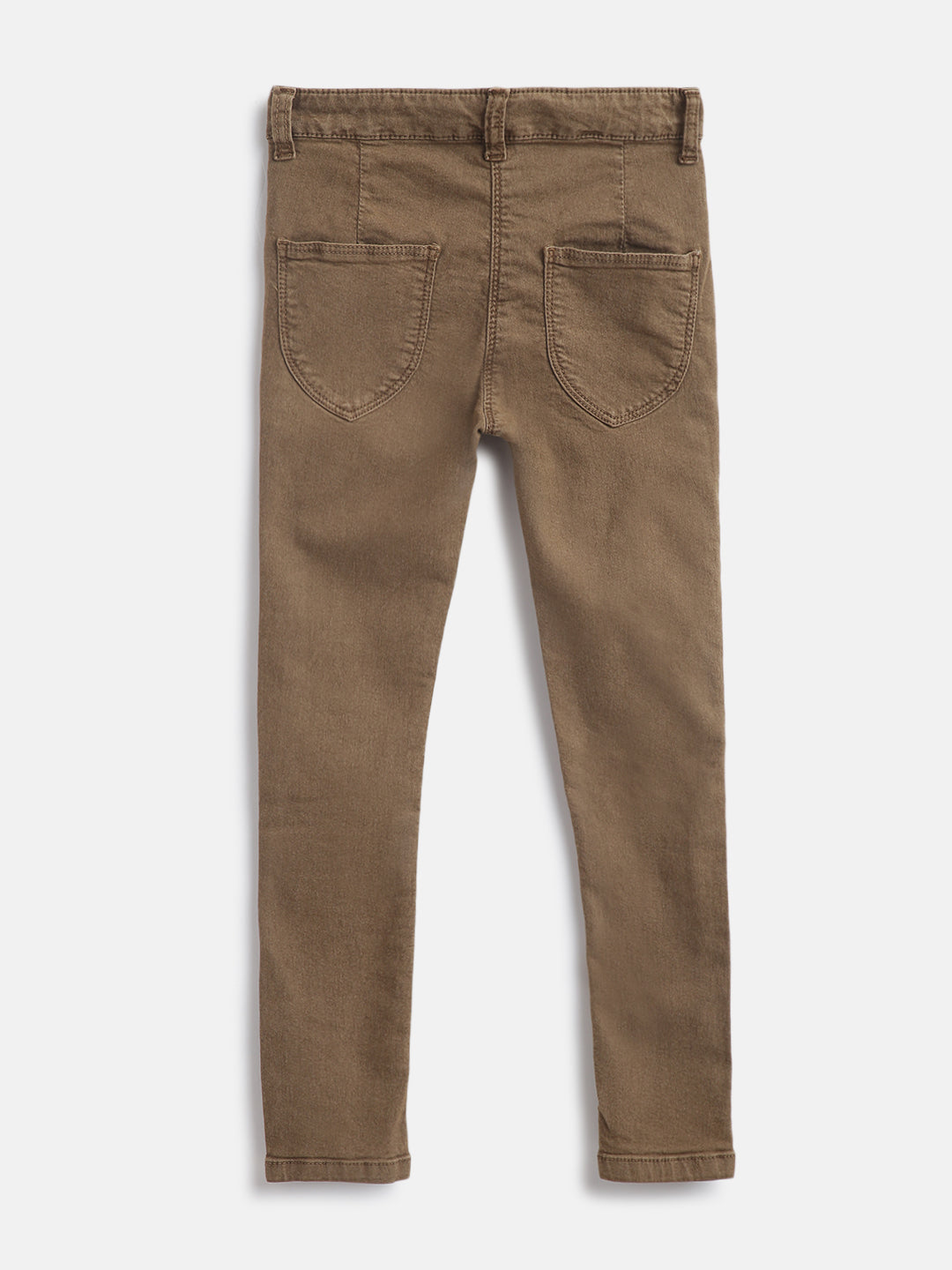 Girls Brown Slim Fit Solid Trouser