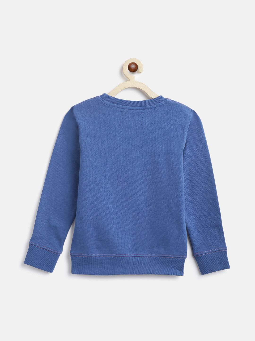 Girls Blue Embellished Cotton Sweatshirt