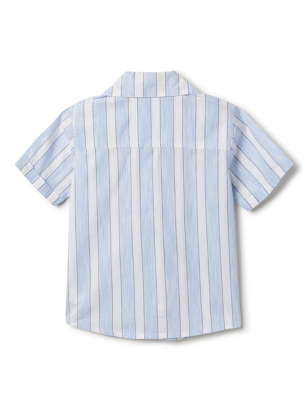 Boys Cotton Stripes Printed Blue Shirt With Light Blue Denim Washed Straight Fit Jeans