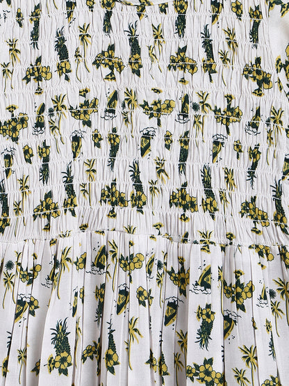 Girls Off White Rayon Regular Fit Half Sleeves Print Dress