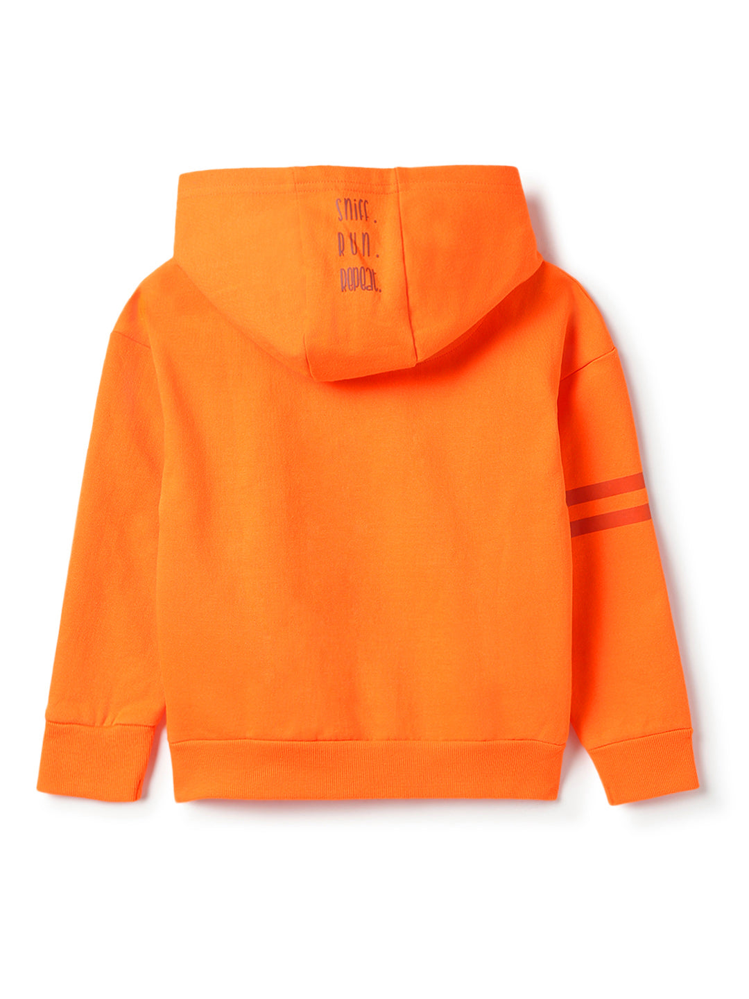 Boys Cotton Orange Printed Hoodie Oversized Sweatshirt