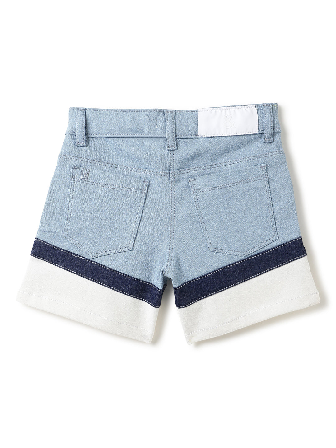 Girls Light Blue Lycra Solid Casual Shorts