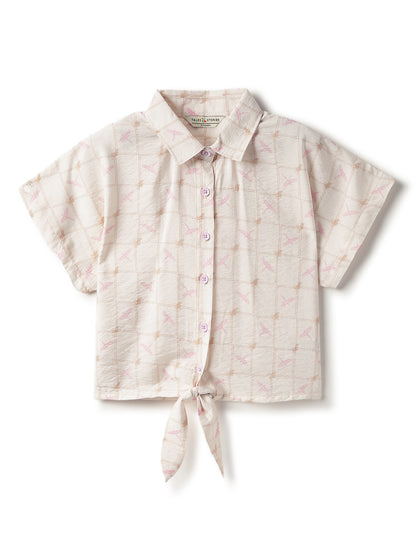 Girls Viscose Poly Printed Top & Short Casual Peach Co-Ord Set
