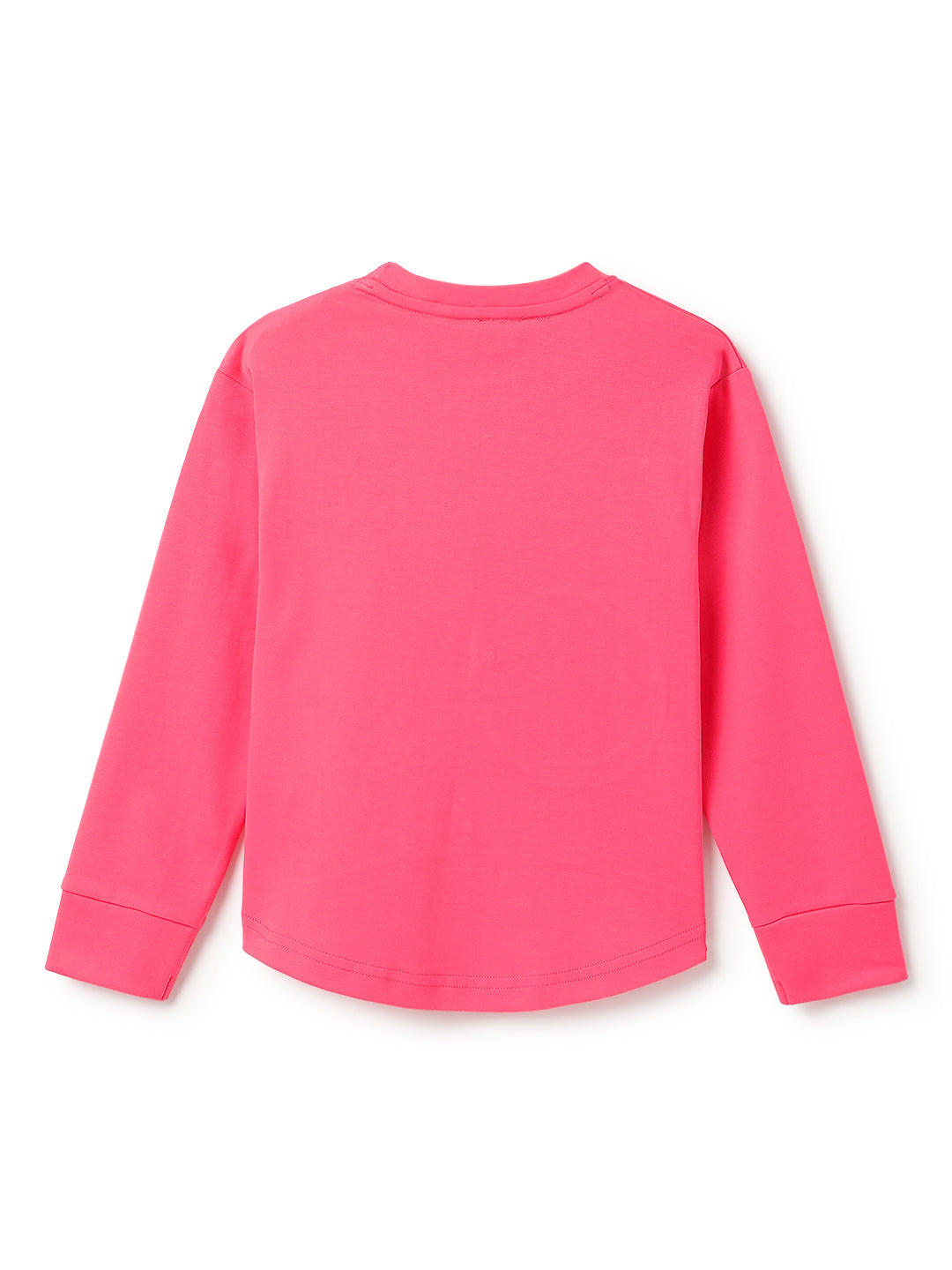 Girls Cotton Pink Neon Embroidered T-Shirt