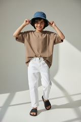 Boys White Barrel Fit Denim Jeans