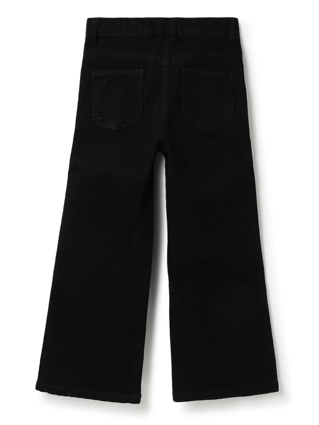 Girls Black Flared Lycra Denim Jeans