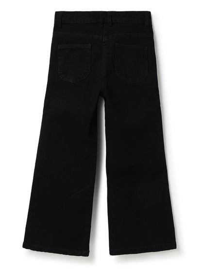 Girls Black Flared Lycra Denim Jeans