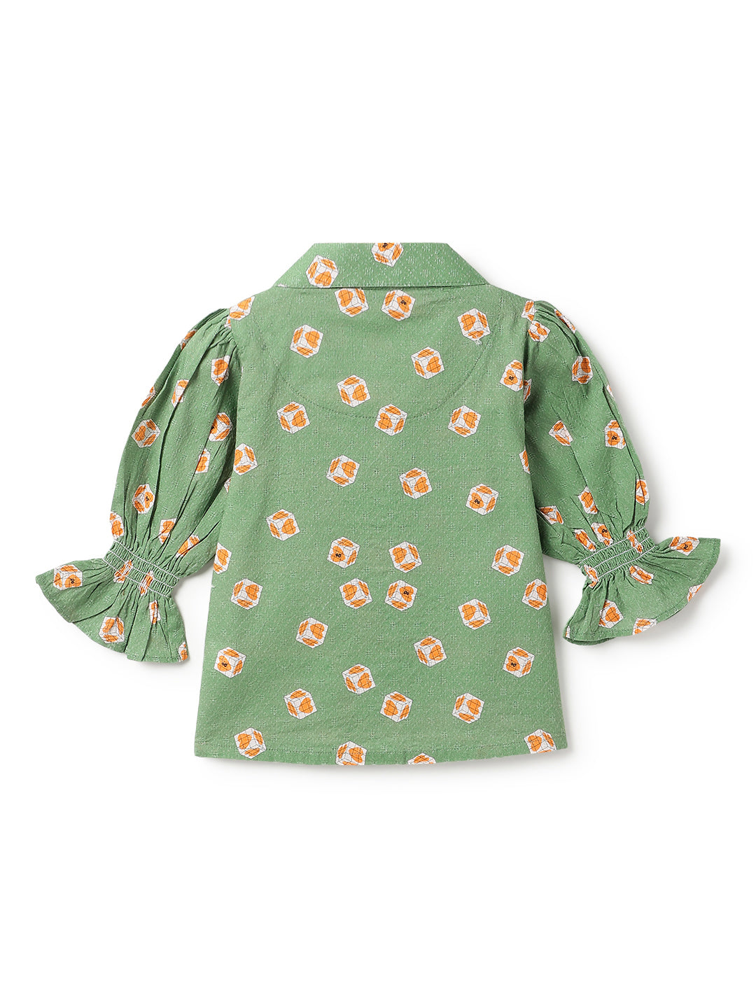 Girls Viscose Green Printed Top