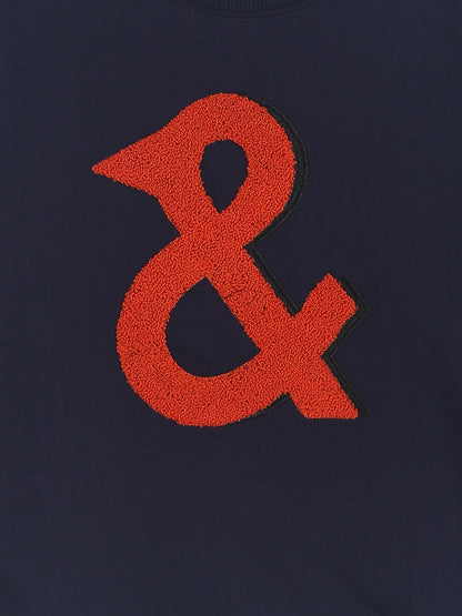 Boys Navy Blue Cotton Embroidered Sweatshirt